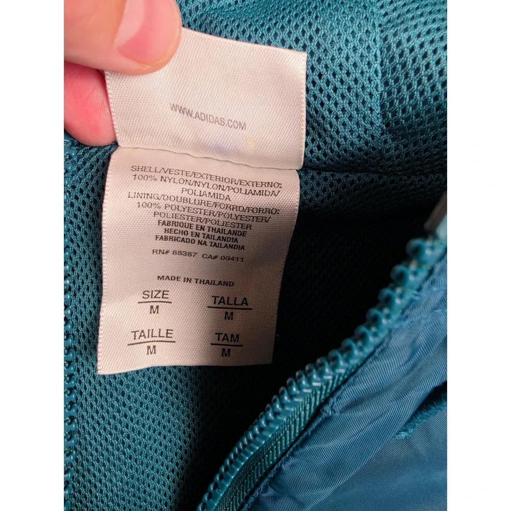 Vintage Adidas Windbreaker Jacket Mens M Blue Green Colorblock Anorak Pullover